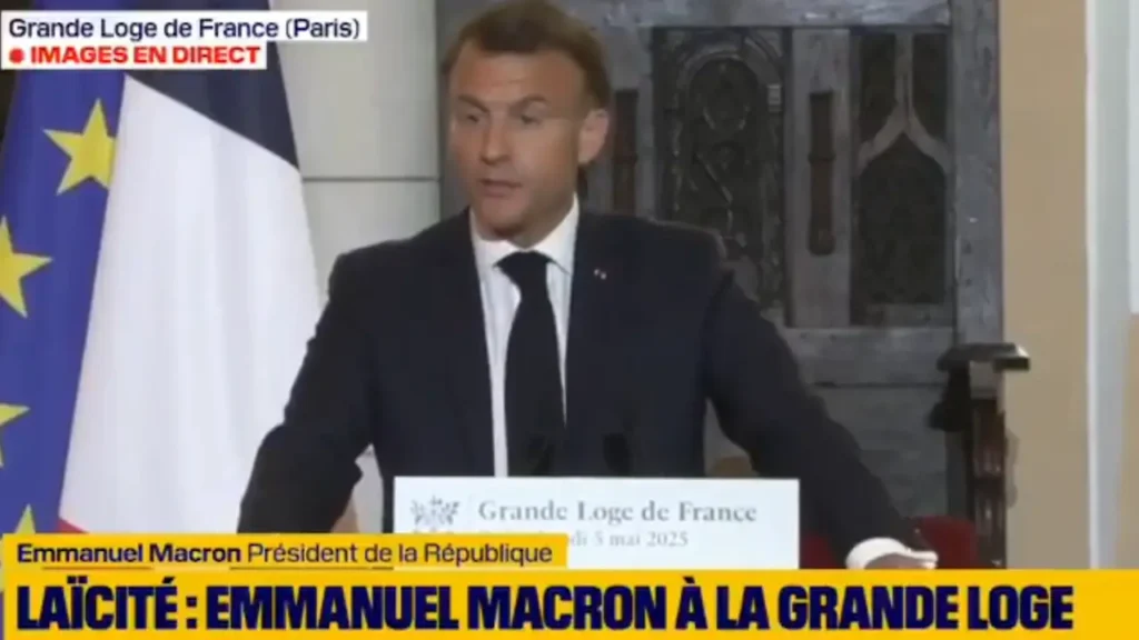 Macron Freemasons help combating conspiracy theorists misinformation defend democracy