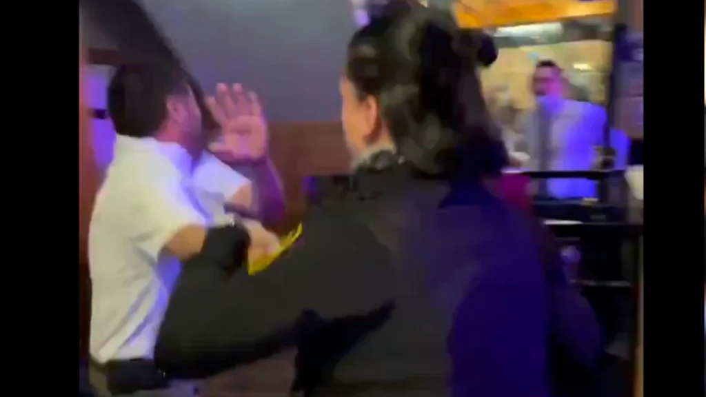 female cop kicks troublemakers Night Club video